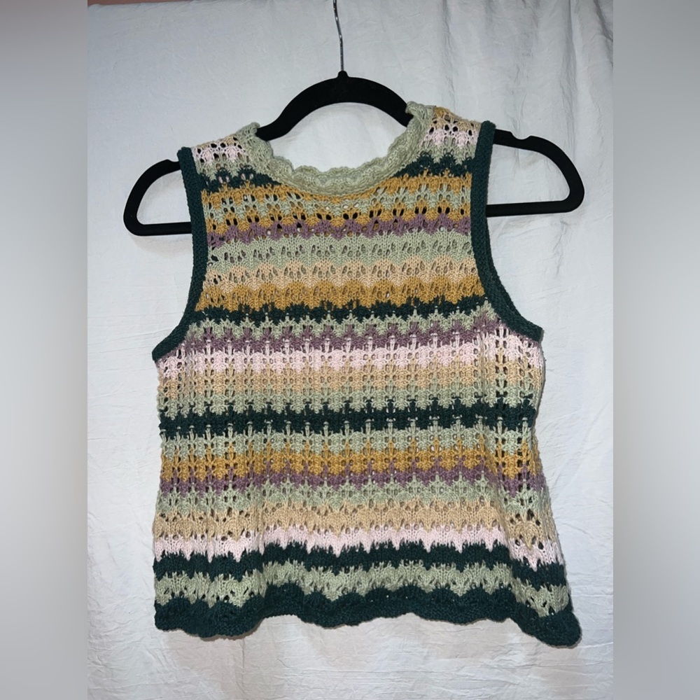 Crochet Cottage Core Green Top